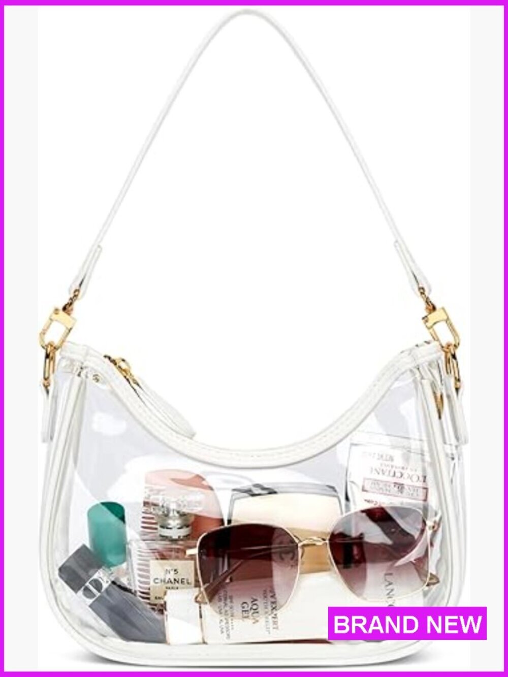 Clear PVC Hobo Bag Shoulder Crossbody Stadium Approved Adjustable Strap